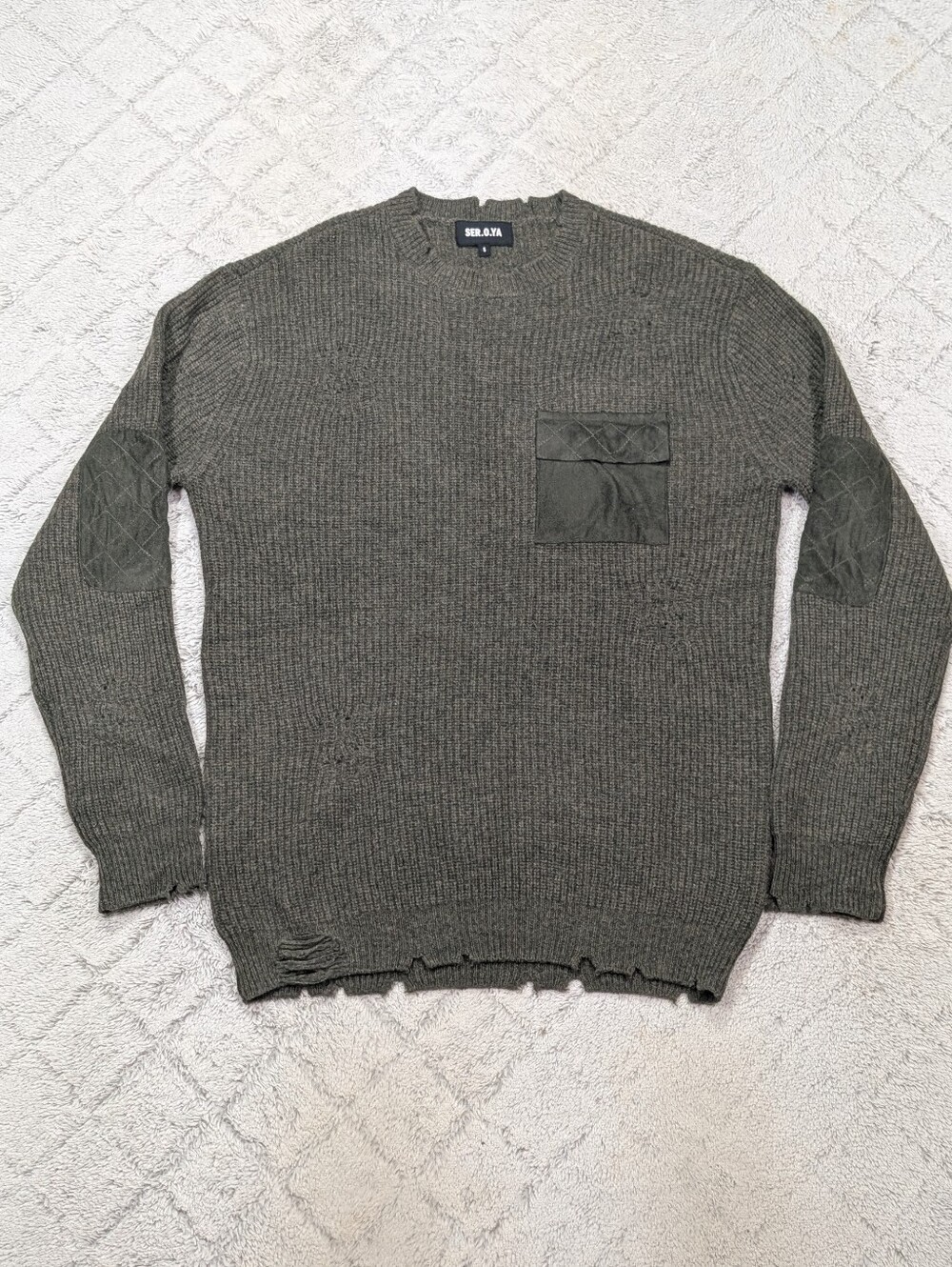 Ser.o.ya Sweater Womens S Green Olive Devin Pullover Wool Knit Oversized
